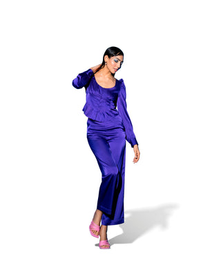 Melange Satin Top Purple